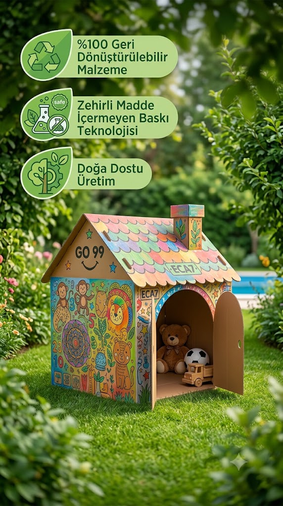 Coretta - Boyanabilir Karton Oyun Evi - Eğitici ve Geliştirici Dev Boy Maket Ev