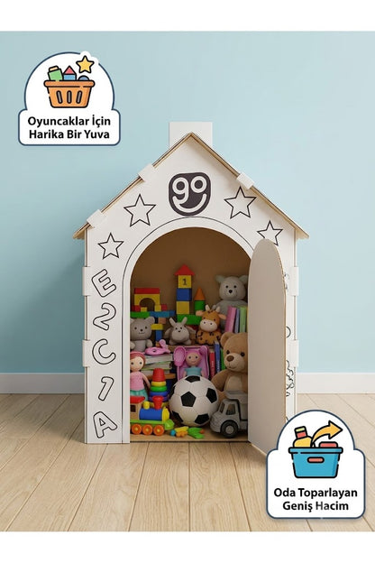 Coretta - Boyanabilir Karton Oyun Evi - Eğitici ve Geliştirici Dev Boy Maket Ev